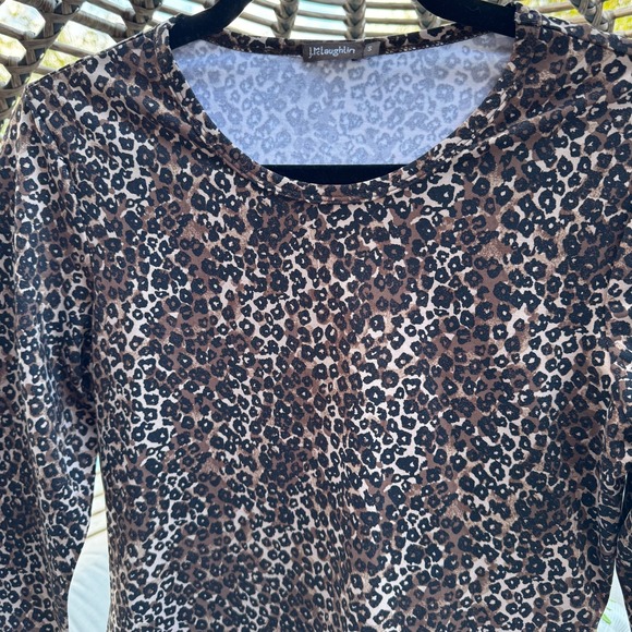 J McLaughlin Animal Print 3/4 Sleeve Catalina Cloth Blouse Brown/Black Small - Picture 3 of 10